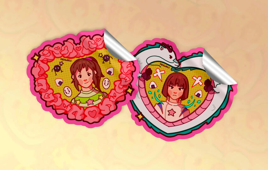 Projeto de ilustração para desivos "Ghibli hearts"