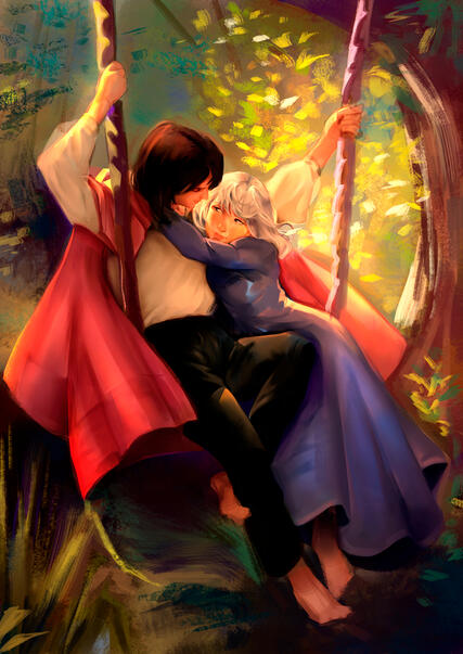 Releitura de "springtime", de Auguste Cot com os personagens de "castelo animado"