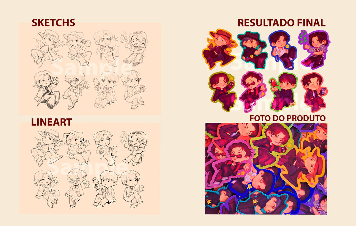 Desenvolvimento dos adesivos da coleção "Miniteez"