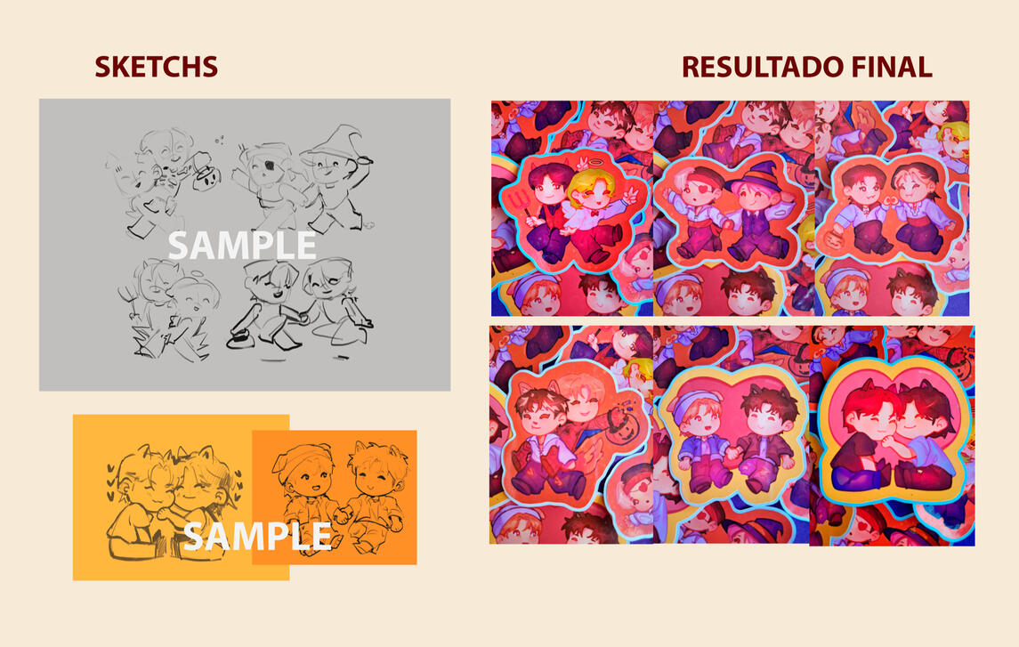 Desenvolvimento dos adesivos da coleção temática de Halloween