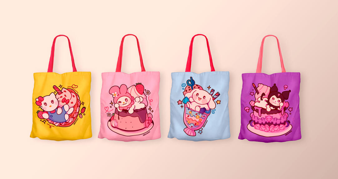 Aplicação em ecobags, "Sanrio desserts"